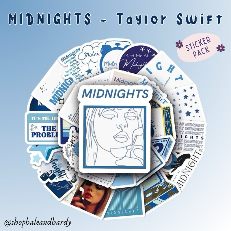 

Taylor Swift Sticker Pack - MIDNIGHTS | Stiker TS Swiftie Blue Aesthetic Anti Air