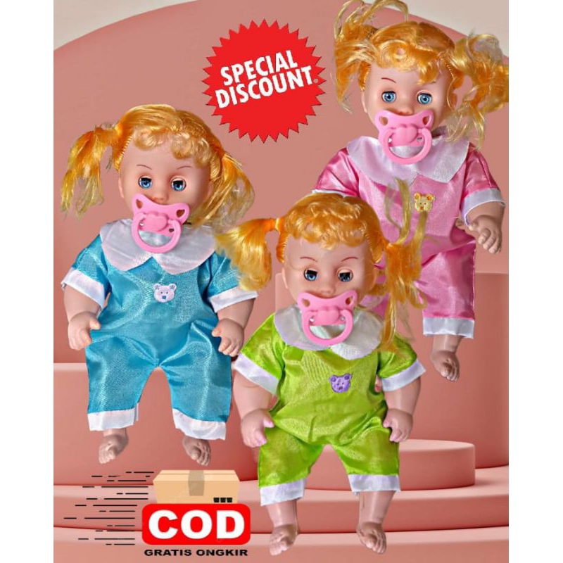 SH 189 boneka cewek bayi nangis empeng / boneka nangis owek owek / boneka bayi nangis boneka dot emp