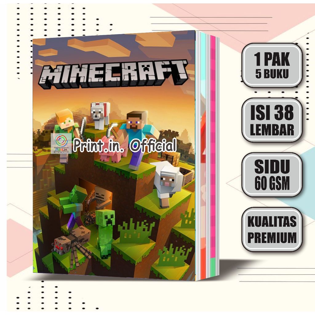 

Buku Tulis Anak Custom Minecraft 38 Lembar / Buku Tulis Sekolah (5Pcs)