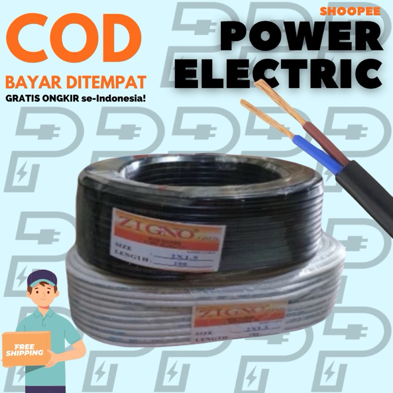 KABEL LISTRIK NYM HYO 2x1,5 100y NYYHY HITAM DAN PUTIH KABEL LISTRIK SPEAKER  PANJANG 100 YARD ZIGNO