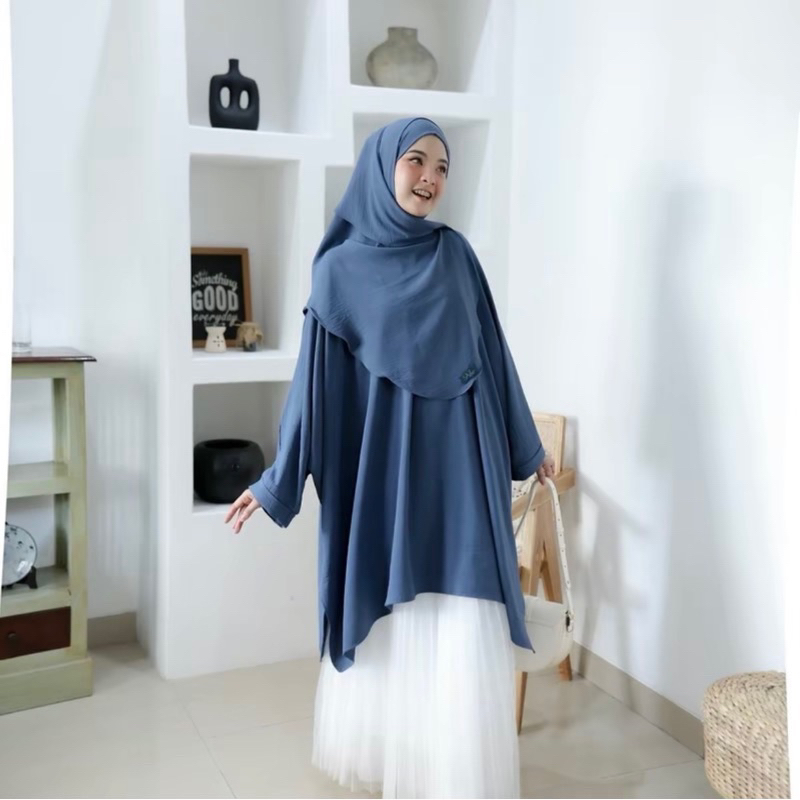 ALEEZA KAFTAN TUNIK | Long tunik wanita bhan crinkle Airplow size L,XL,XXL jumbo bumil busui | kafta