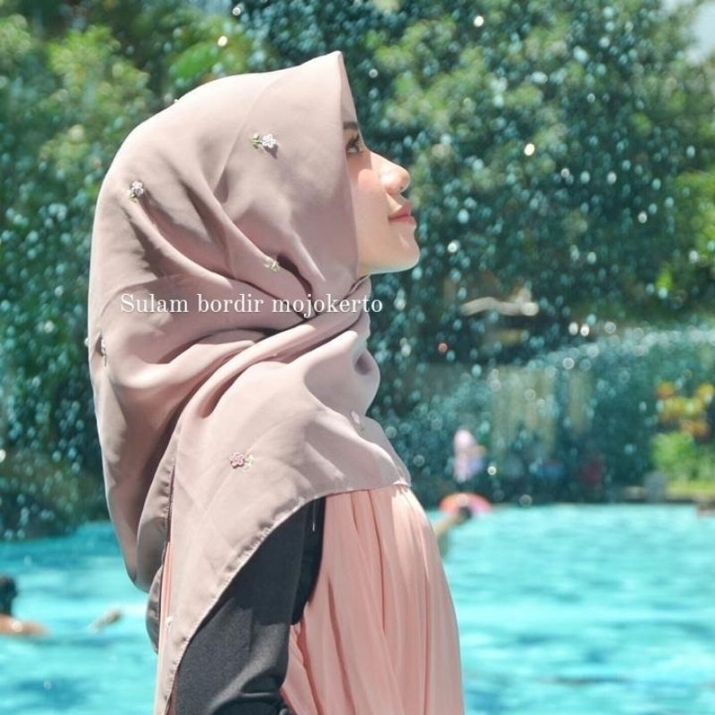 Hijab sulam jilbab sulam kerudung sulam model SEPATU murah HIJAB PARIS SULAM