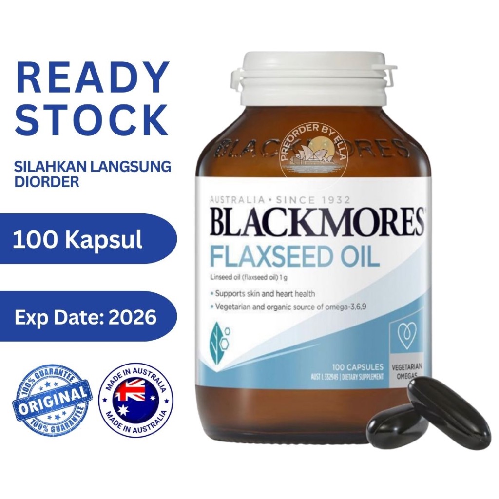 Blackmores Flaxseed Oil 1000mg 100 Capsules (Vegetarian Omega 3 6 9)