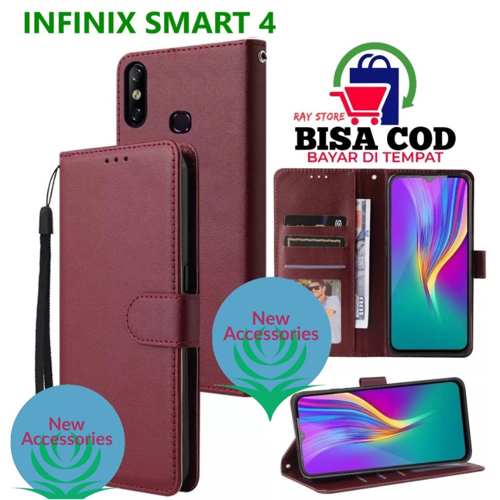 FLIP COVER INFINIX SMART 4 FLIP CASE SARUNG BUKU DOMPET LEATHER CASE