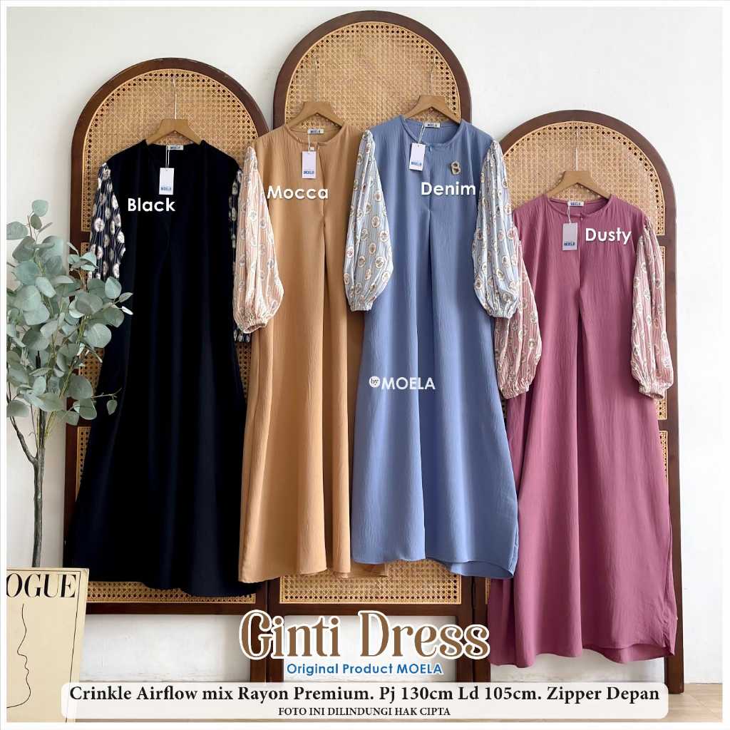 GINTI DRESS CRINKLE AIRFLOW PREMIUM ZIPPER BUSUI FRIENDLY BY MOELA