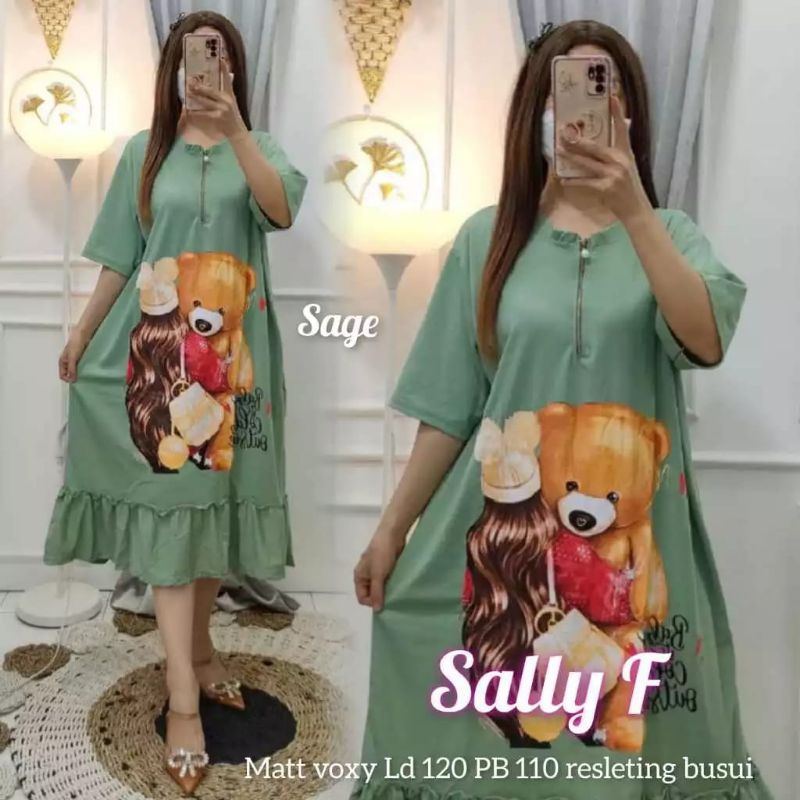 DRESS SALLY VERSI BAHAN VOXY / DRESS REMPEL BUSUI JUMBO