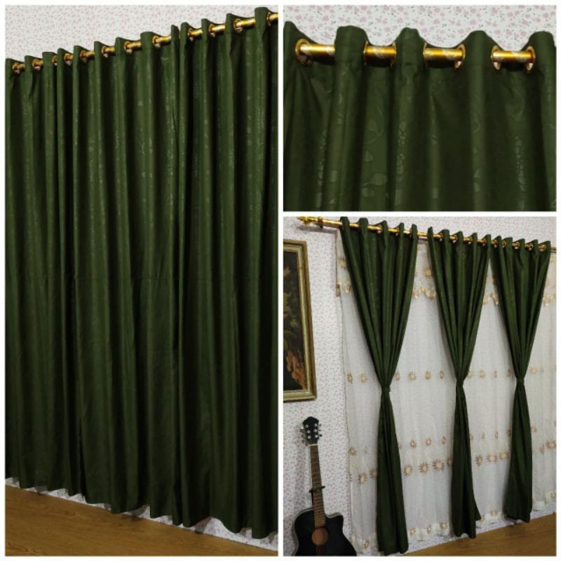 Gorden Polos Smokring Hijau Jendela Minimalis Tirai Hordeng Aesthetic Keren Tebal Murah