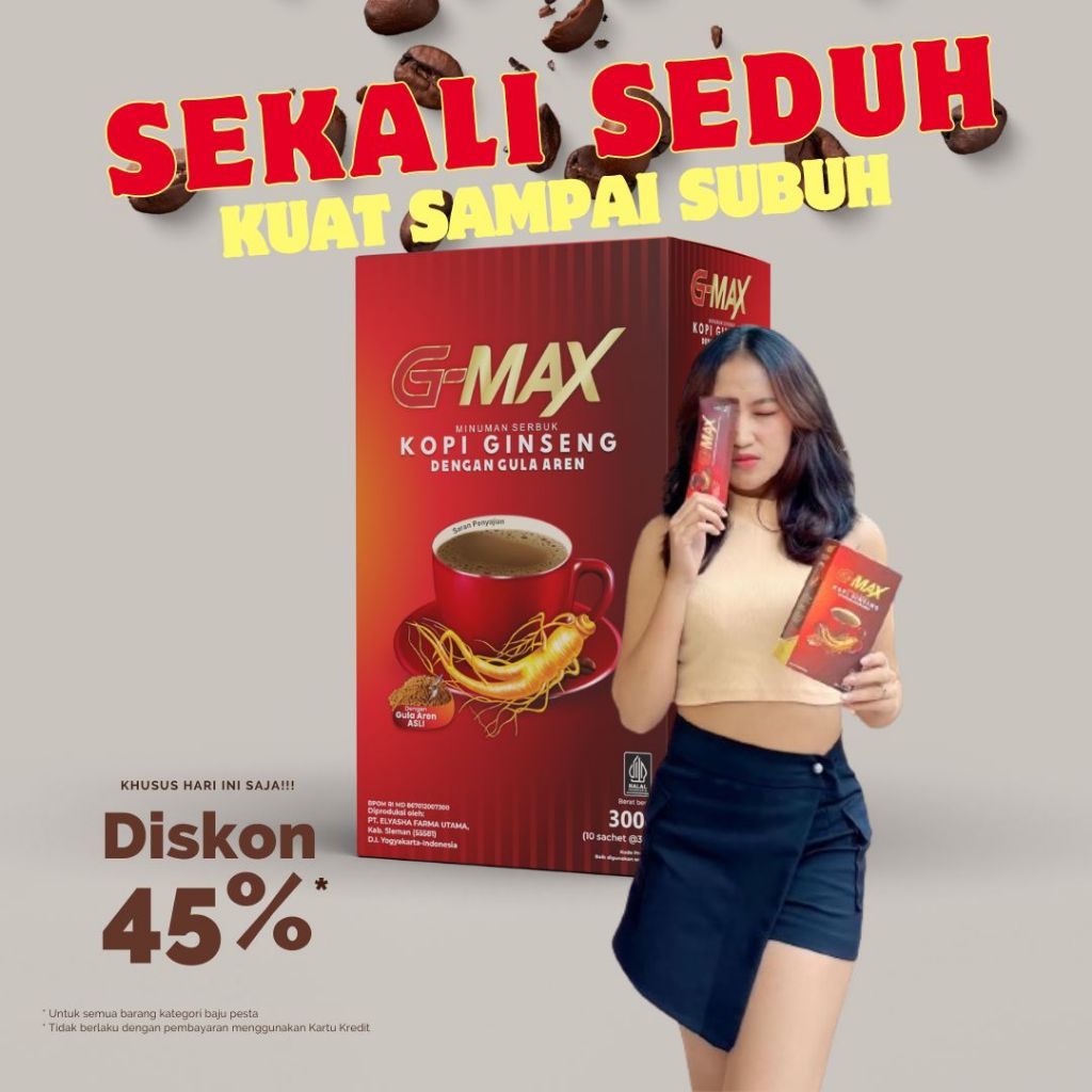 

G-MAX Minuman Kopi Stamina Pria Dewasa Extra Gingseng Original Tahan Lama Awet Bersama Pasangan Minuman kopi sachet