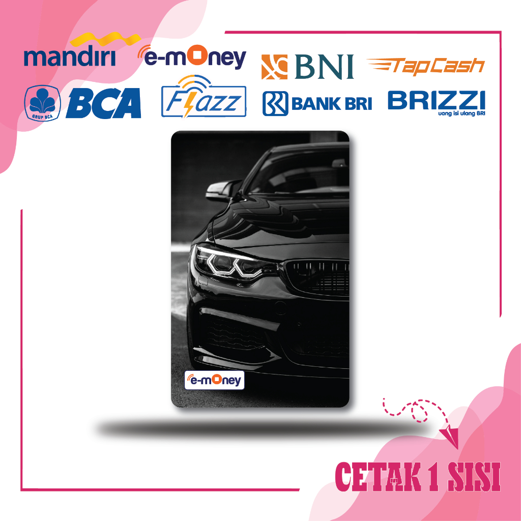 KARTU EMONEY MOBIL BMW BLACK HITAM CAR MANDIRI FLAZZ BCA GEN 2 BNI TAPCASH BRIZZI BRI - 1 SISI