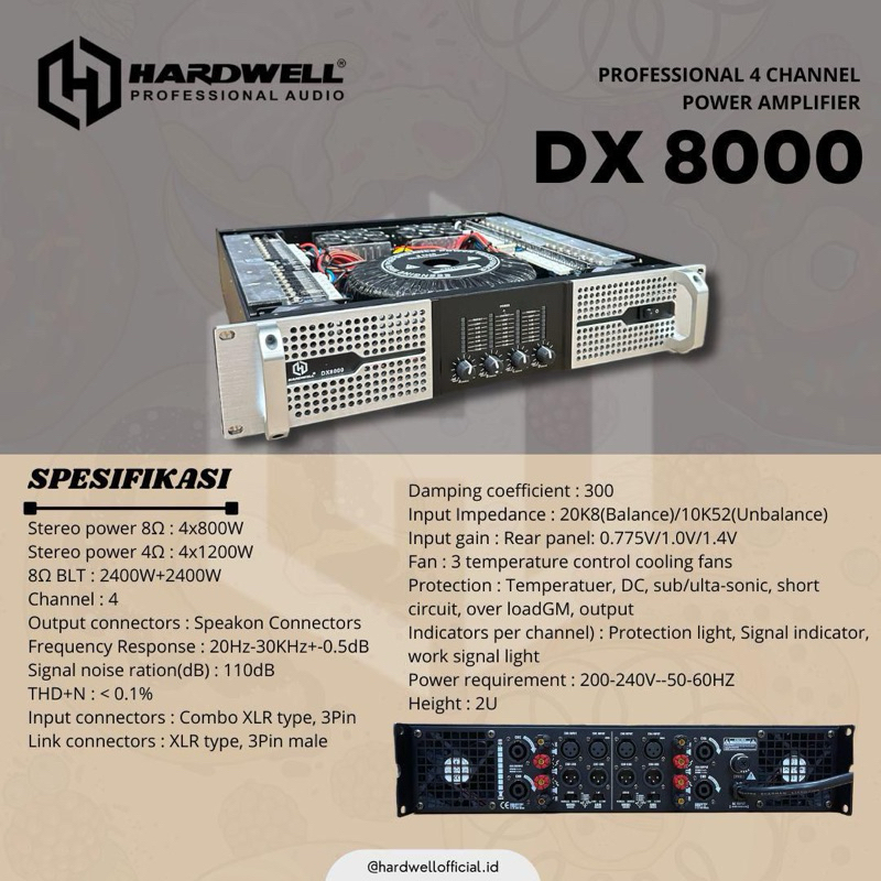 Power Hardwell DX8000 Original Amplifier HARDWELL DX 8000 4 Channel