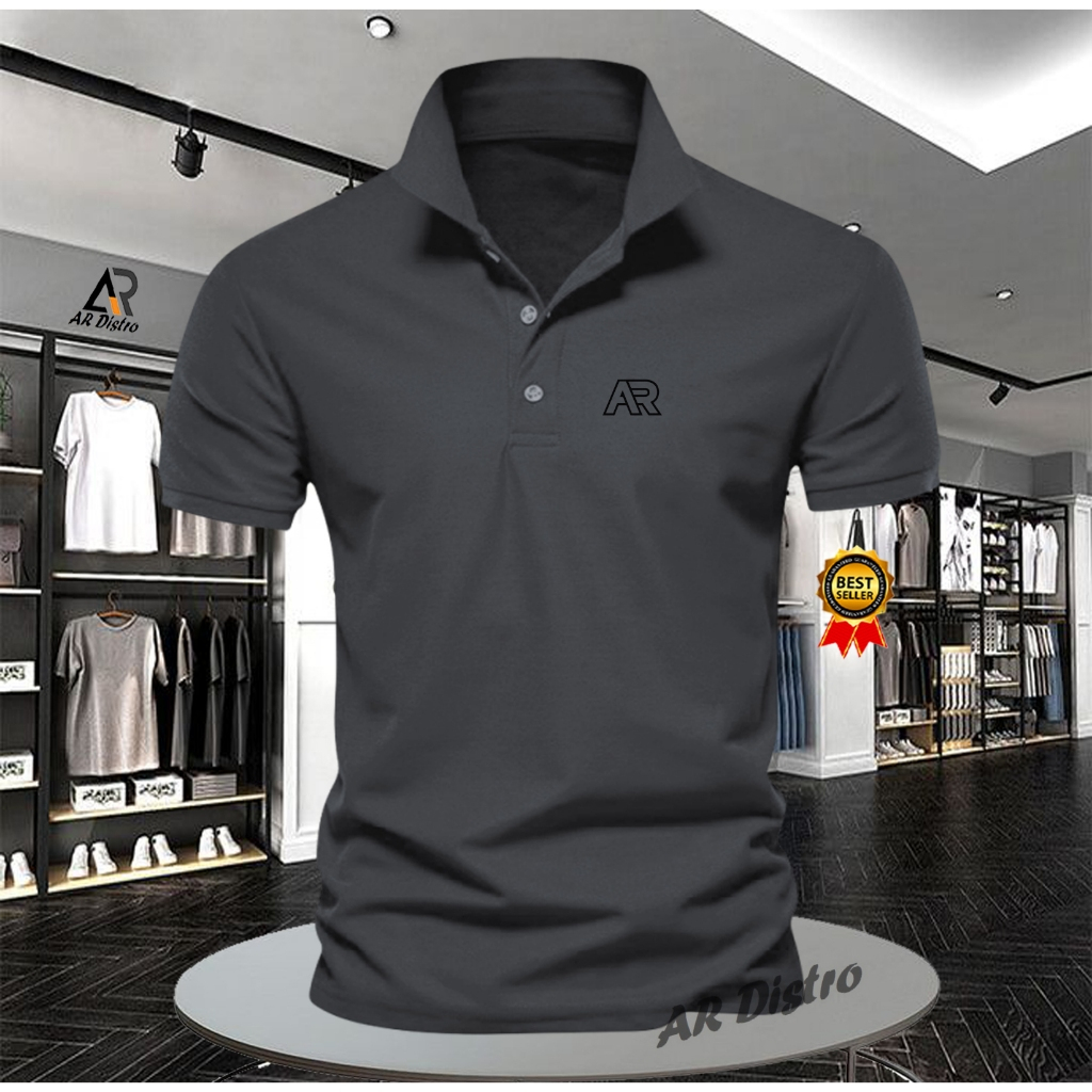 TERKERENKAOS POLO SHIRT PRIA/WANITA KAOS POLO IMPORT POLO AR 23 TEKS BLACK  KAOS POLO ORIGINAL QUALI