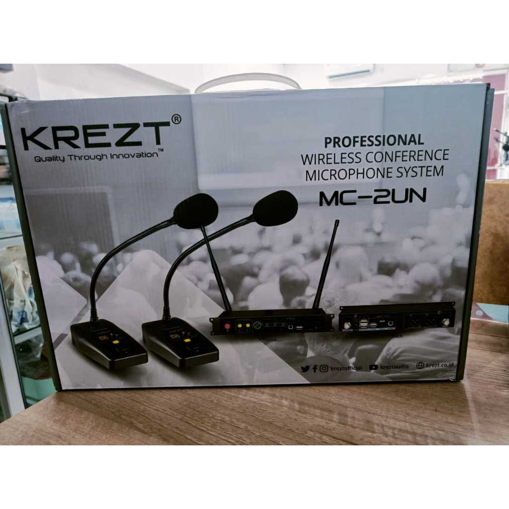 Mic Wireless Podium Krezt MC 2 UN - 2 Mic Meja KREZT MC2UN