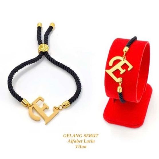 COD - gelang tangan serut huruf inisial titanium asli zircon liontin wanita korea