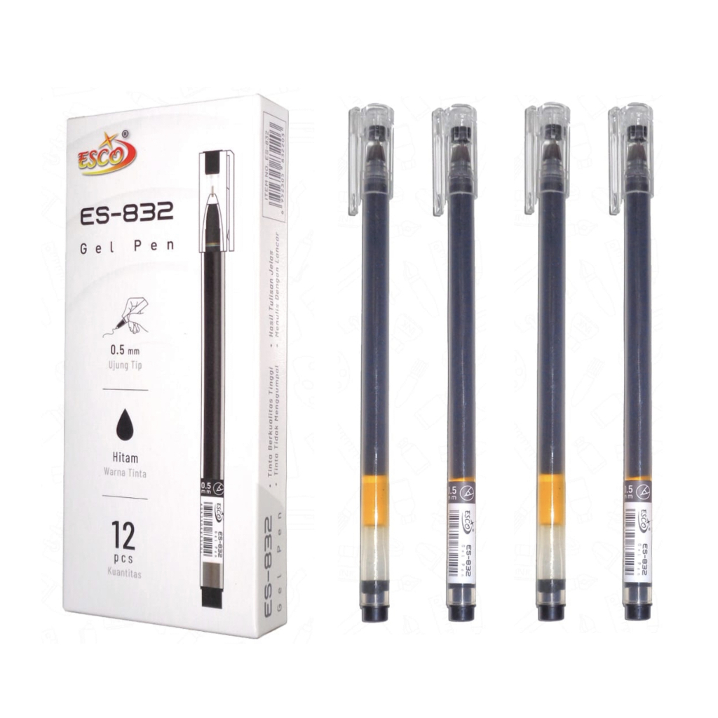 

BOLPEN ESCO GEL PEN ES-832 0.5MM HITAM