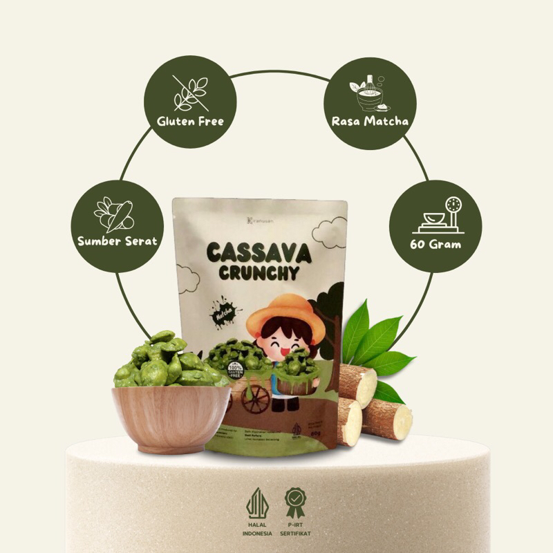 

Kiranusan - Cassava Crunchy Matcha - Camilan Singkong - 100% Gluten Free - 60gr