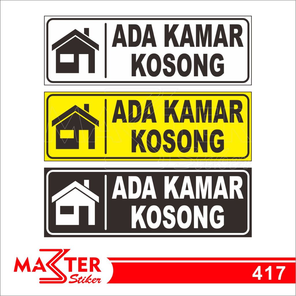 

417 - Stiker Ada Kamar Kosong, Sticker Vinyl, Premium, Tahan Air, Termurah, dan Bisa Custom