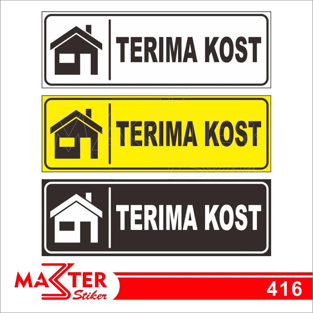 

416 - Stiker Terima Kost, Sticker Vinyl, Premium, Tahan Air, Termurah, dan Bisa Custom