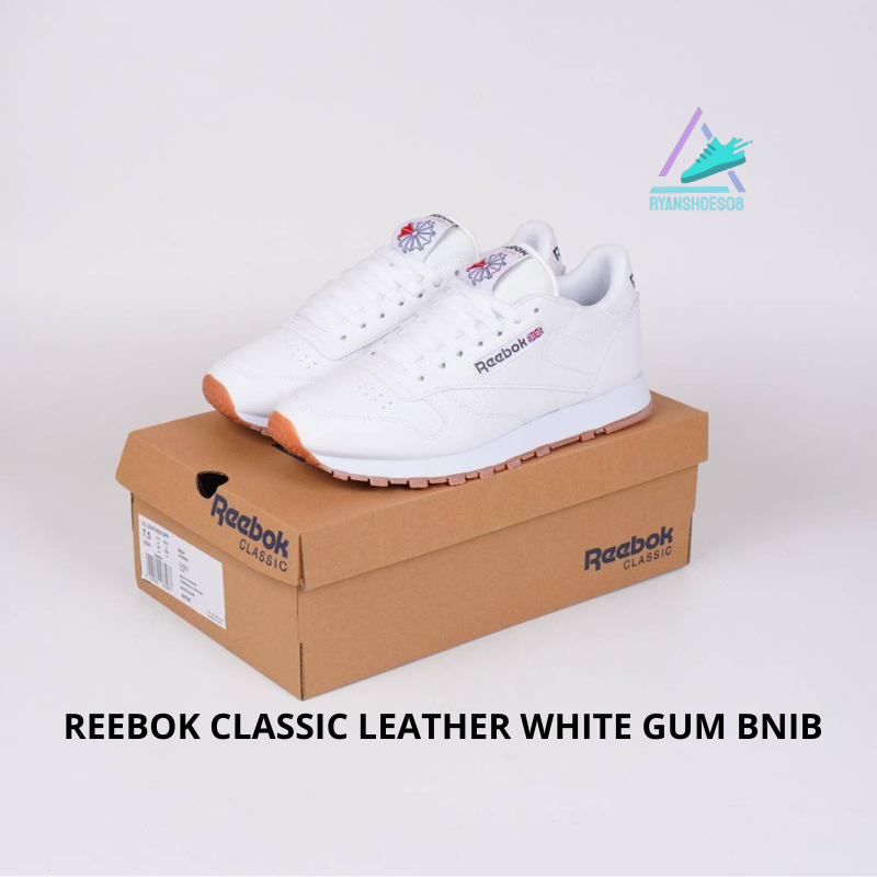 SEPATU PRIA REEBOK | SEPATU REEBOK CLASSIC LEATHER WHITE GUM 100% SNEAKERS BNIB
