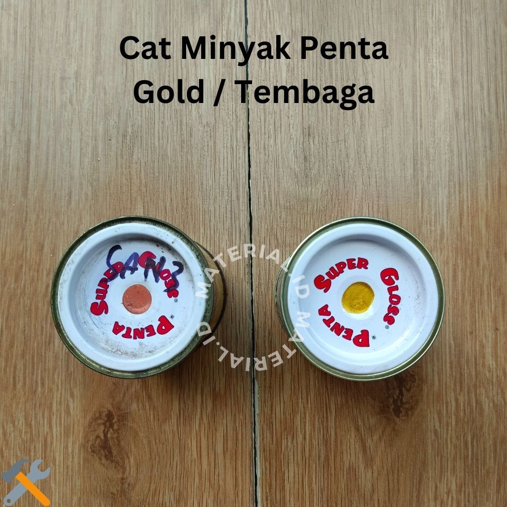 Cat Minyak Besi Kayu Kusen Lis Penta Kuning Emas Gold Tembaga Sedang Sedeng 1/4 Ons Tener