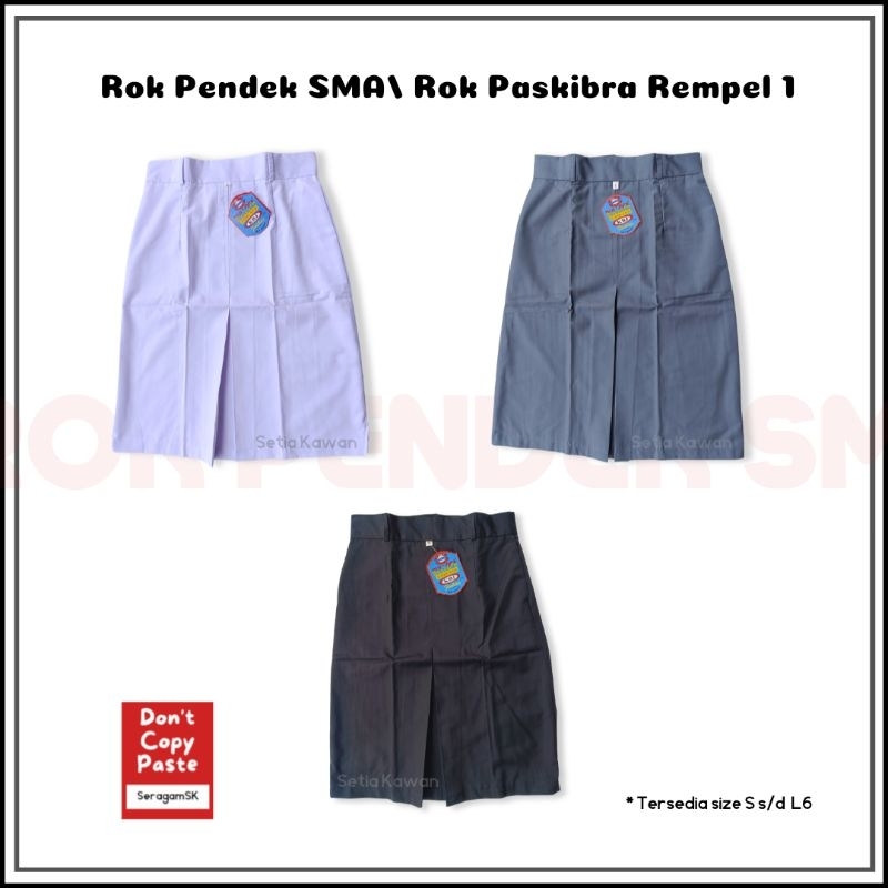 Rok Pendek Span 1 SMA SMU SMK Abu-Abu Putih Hitam / Rok Pendek SMA Belah 1 / Rok PASKIBRA SMA