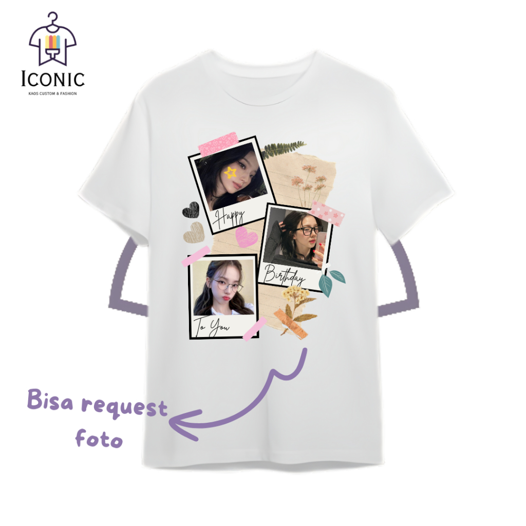 [KAOS CUSTOM] KAOS BAJU SABLON DTF HAPPY BIRTHDAY BISA CUSTOM FOTO