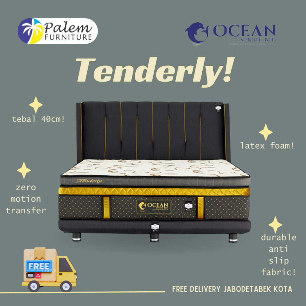 Kasur Springbed  OCEAN - Tenderly (Latex) Pocket Spring Mattress Only &  Full set