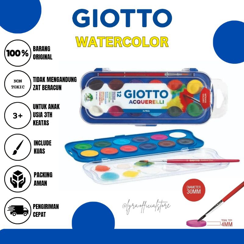 

GIOTTO WATERCOLOR BLOCKS 30MM 12 COLORS