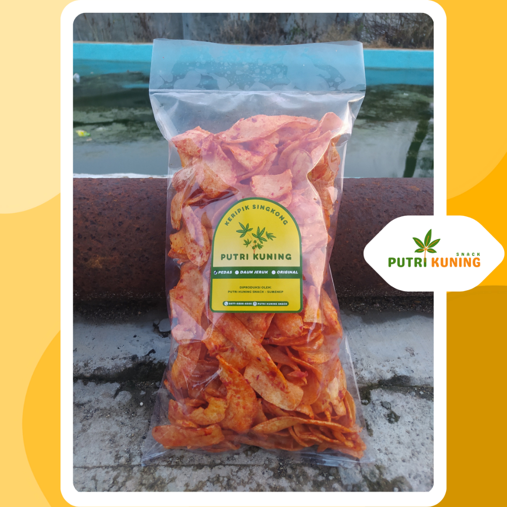 

Putri Kuning Snack - Keripik Singkong Camilan Khas Madura Varian Pedas 500 Gram