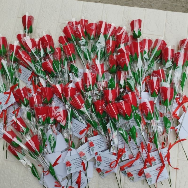 Bunga mawar satu tangkai, bunga mawar pertangkai kemas plastik