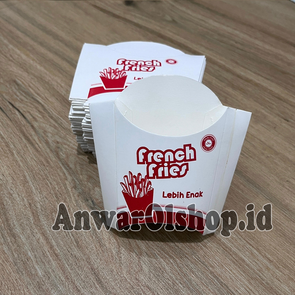 Wadah Dus Box Kentang Goreng,Kantong Kentang Goreng, Kantong French Fries  - isi 50 pcs