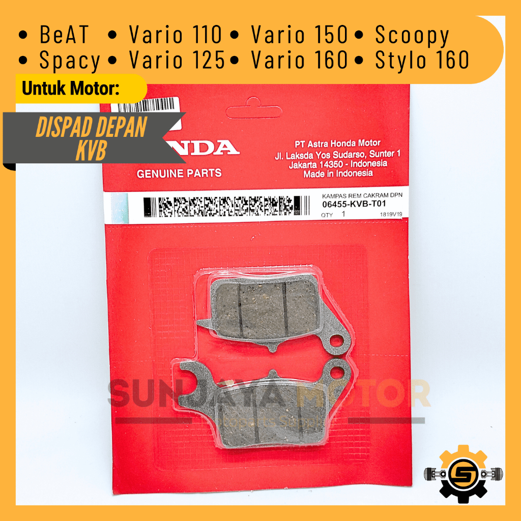 Dispad Depan Original Honda KVB Kampas Rem Beat FI Vario 110 Karbu Scoopy Vario 125 FI Beat Street V