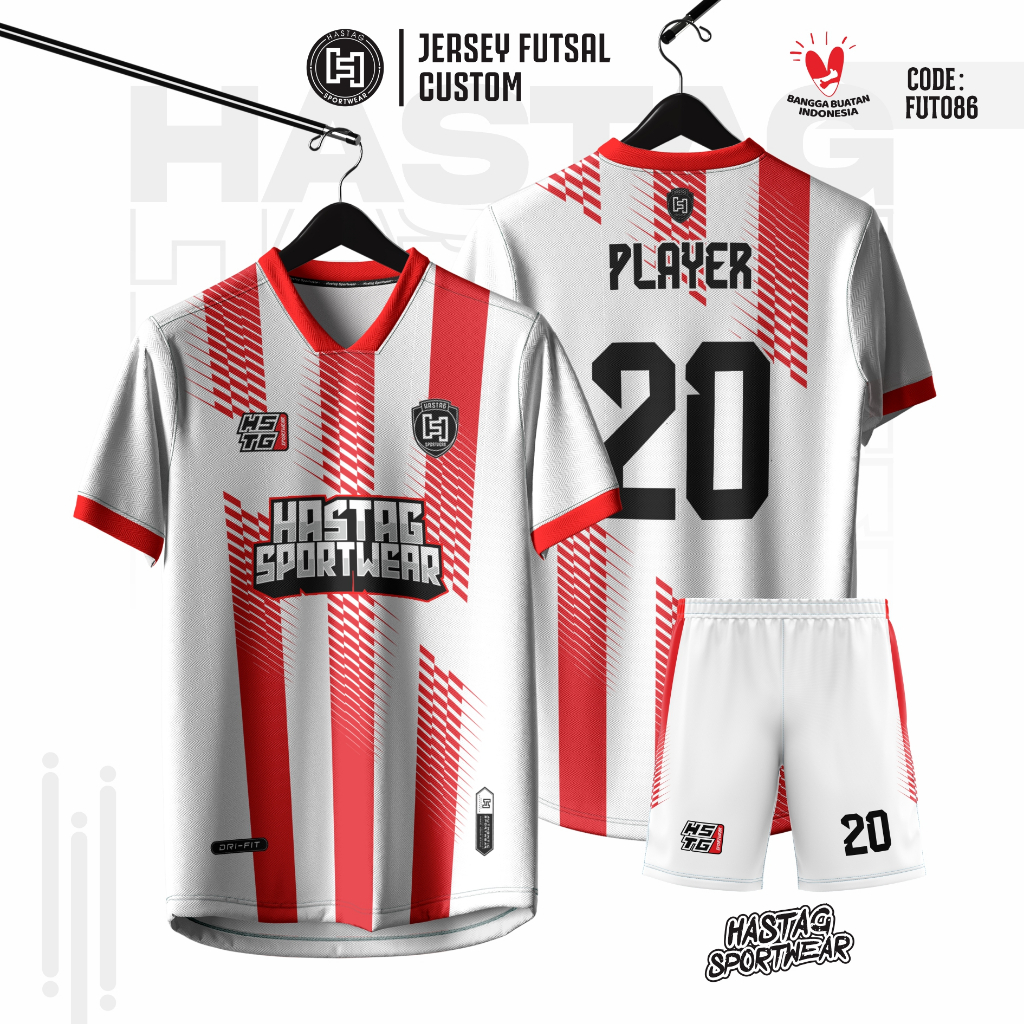 JERSEY SEPAK BOLA ,VOLLY ,FUTSAL CUSTOM DESIGN FULL PRINTING MERAH PUTIH PREMIUM BISA SATUAN