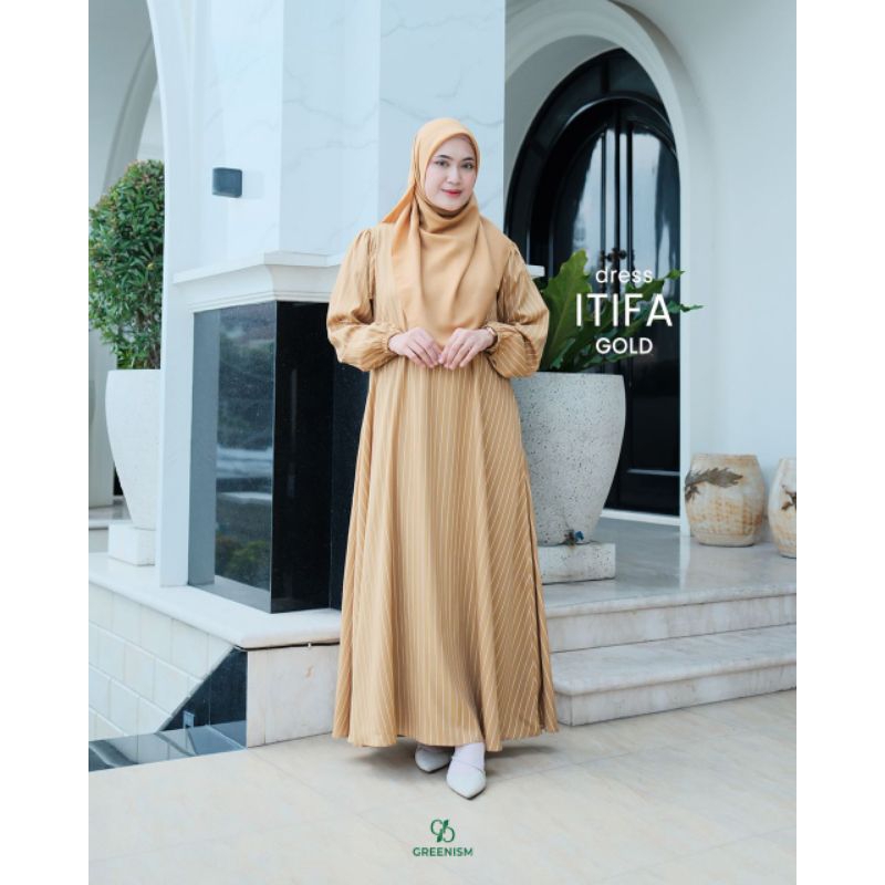 GREENISM - READY STOK ITIFA DRESS GAMIS MOTIF SALUR GAMIS MURAH GAMIS TERBARU
