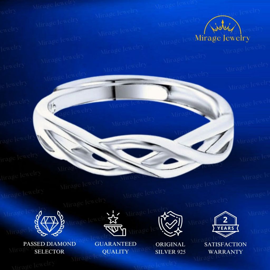 Mirage Jewelry - Cincin Unisex Pria Wanita Couple Premium Silver Adjustable RM033