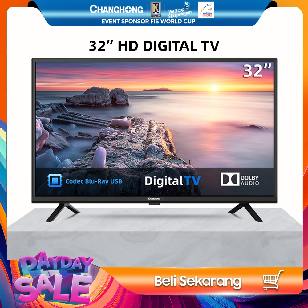 Changhong 32 Inch Digital LED TV (L32G5W) HD TV-DVBT2--USB Moive