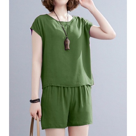 NEW PAKAIAN WANITA KAOS POLOS TERNYAMAN LENGAN PENDEK CELANA PENDEK ONE SET KEKINIAN