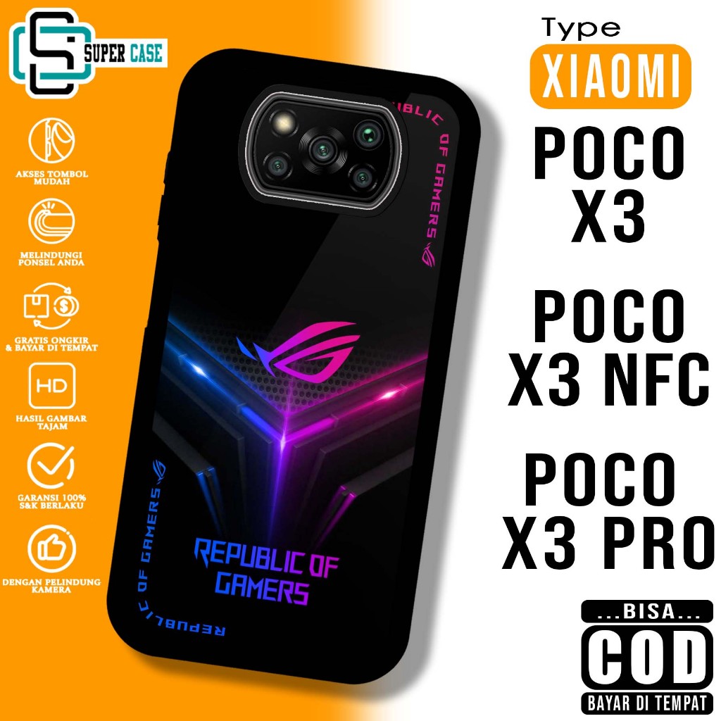 Case For XIAOMI POCO X3 POCO X3 NFC POCO X3 PRO ROG Softcase Glossy Casing Handphone Silicon Glass