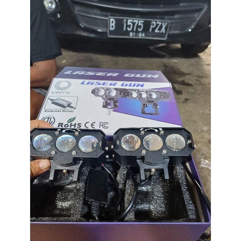 Lampu tembak sorot mobil laser gun 3 mata