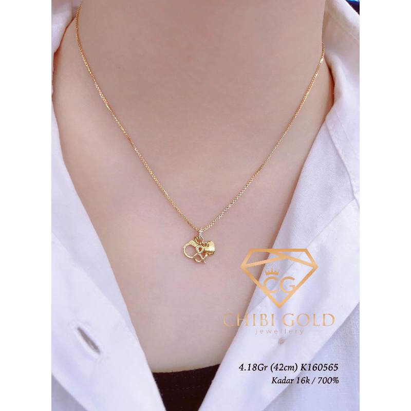 CHIBIGOLD - Kalung koye love & borgol emas 700 kadar 17k K160565 - chibi gold