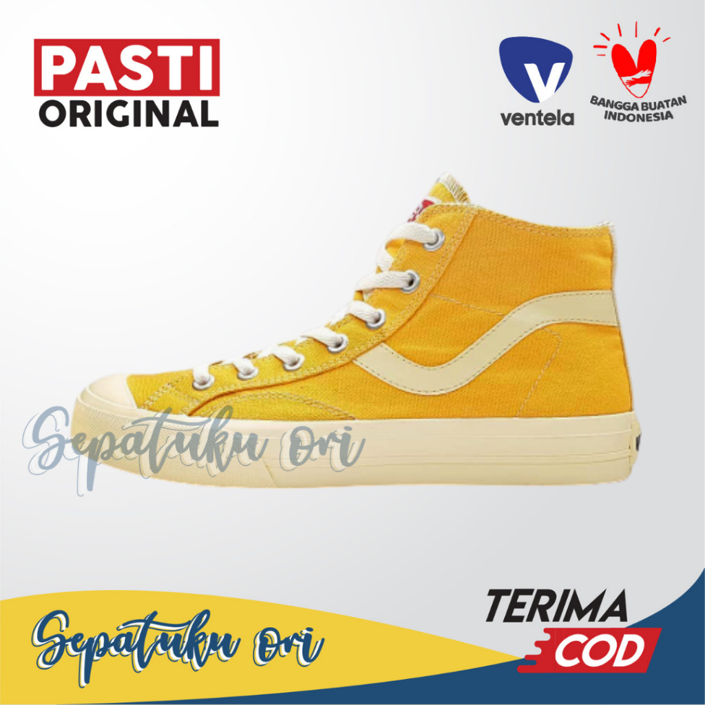 Sepatu Ventela Public High Dark Yellow | Sneakers Casual Pria Wanita Vantela Ventella Public High Or