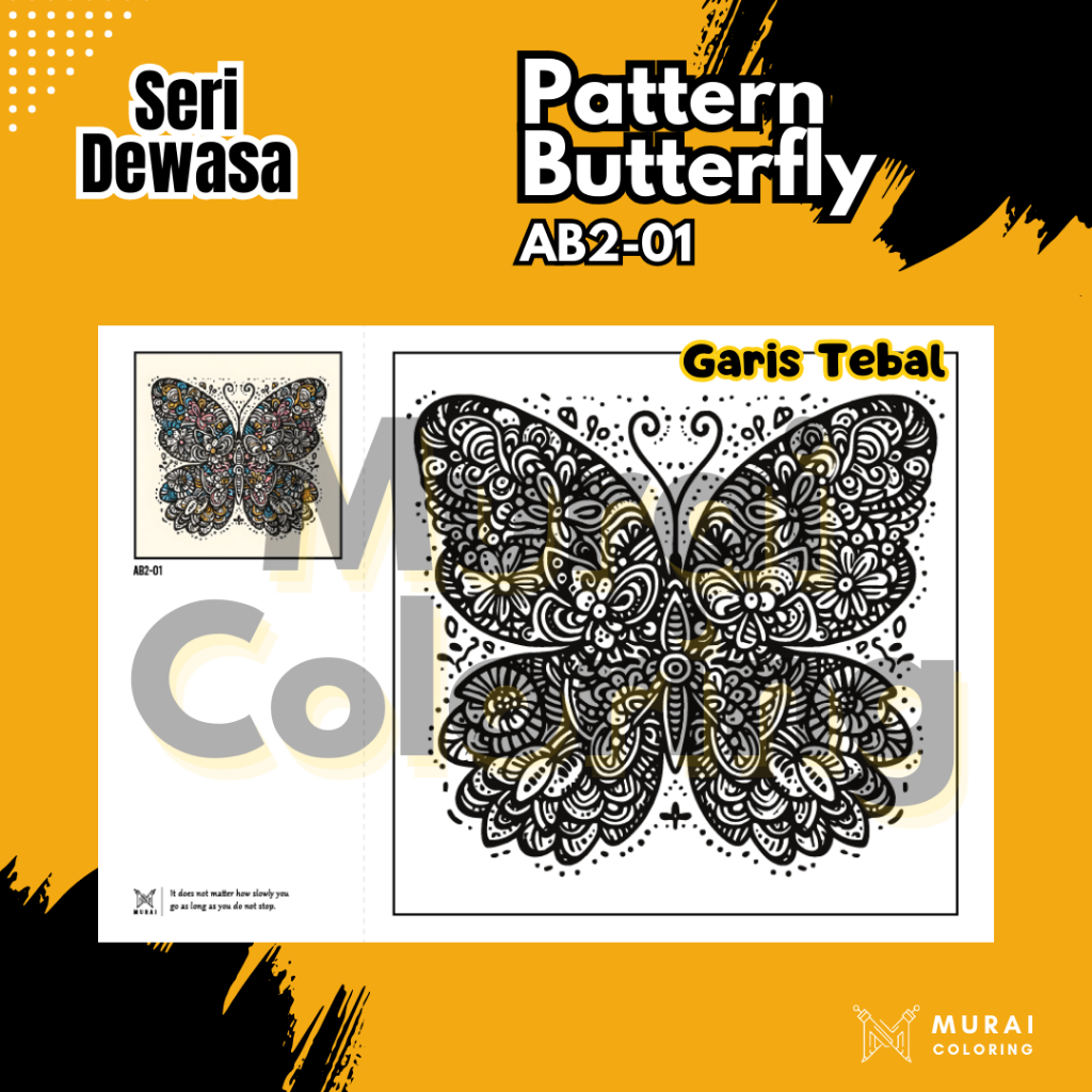 

Kertas Gambar Mewarnai Dewasa - Floral Pattern Butterfly AB2