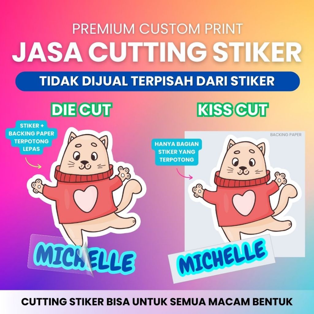 

[EXTRA] Jasa Cutting Stiker Die Cut / Kiss Cut A3+ Vinyl Chromo Transparan HVS | Potong Stiker Bentuk