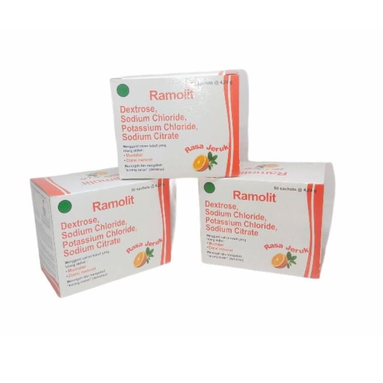 RAMOLIT SACHET - Bubuk Oralit RASA Orange Mencegah Dehidrasi Anak Bayi Diare Muntah 4.24Gram Jeruk