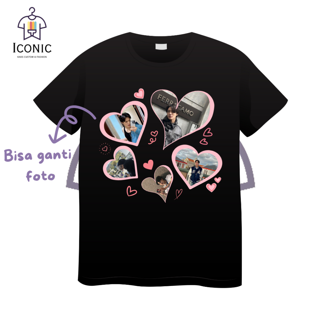 [KAOS CUSTOM] KAOS SABLON LOVE VIRAL LUCU BISA GANTI FOTO