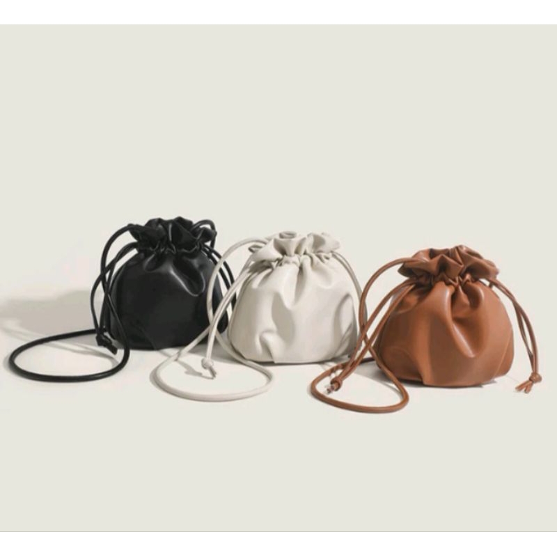 Tas Selempang Kulit Wanita Tas Hp Cewek Serut Mini Bucket Bag SS 2046