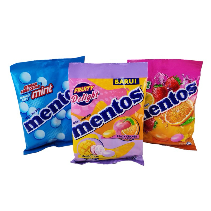 

permen MENTOS rasa buah dan Mint