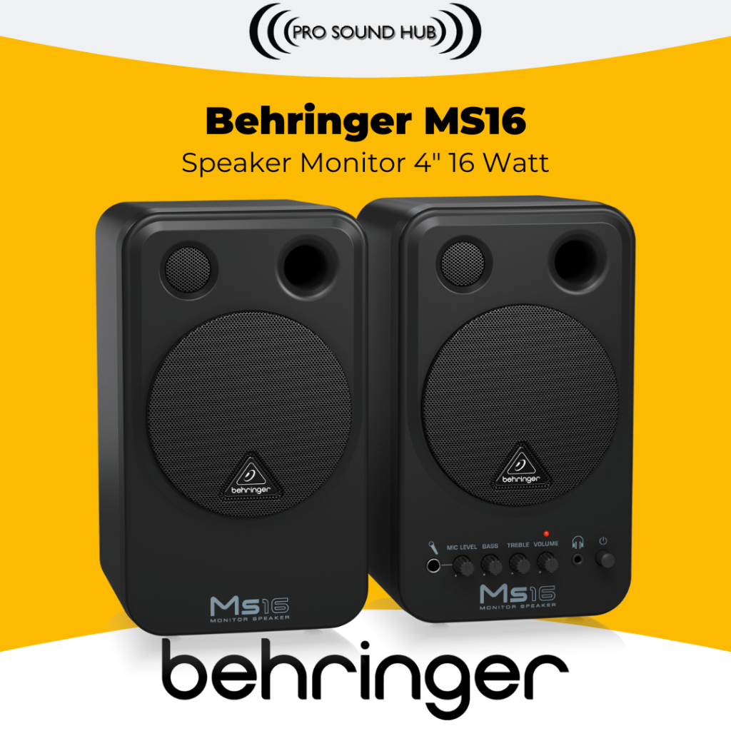 Behringer MS16 MS-16 MS 16 Speaker Monitor Flat Studio 16 Watt 4 Inch