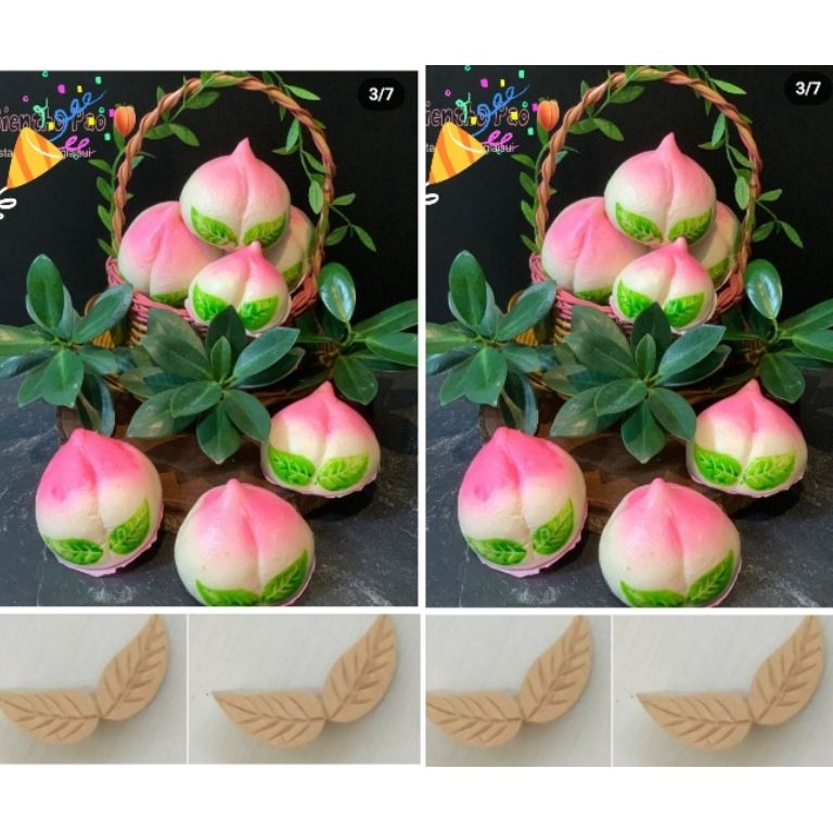KODE G3Y cetakan daun bakpao peach stempel daun kayu