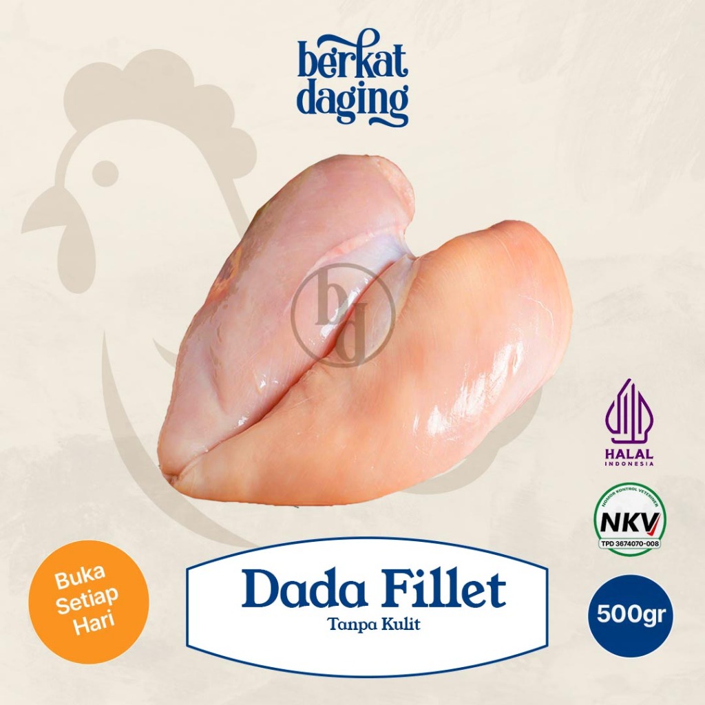 

Dada Fillet Ayam 500gr - Boneless FIlet Chicken Breast - BERKAT DAGING