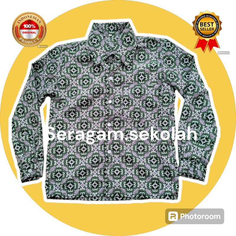 SERAGAM BATIK SD-MI NUSA HIJAU/SERAGAM SEKOLAH/ KEMEJA BATIK/ BATIK SEKOLAH MOTIF